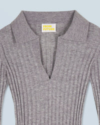Y. ONLY PORTE / GRIS CHINE FONCE / DJV / QTY : 1 / Pull Col Polo Seconde Peau - Gris Chine Fonce