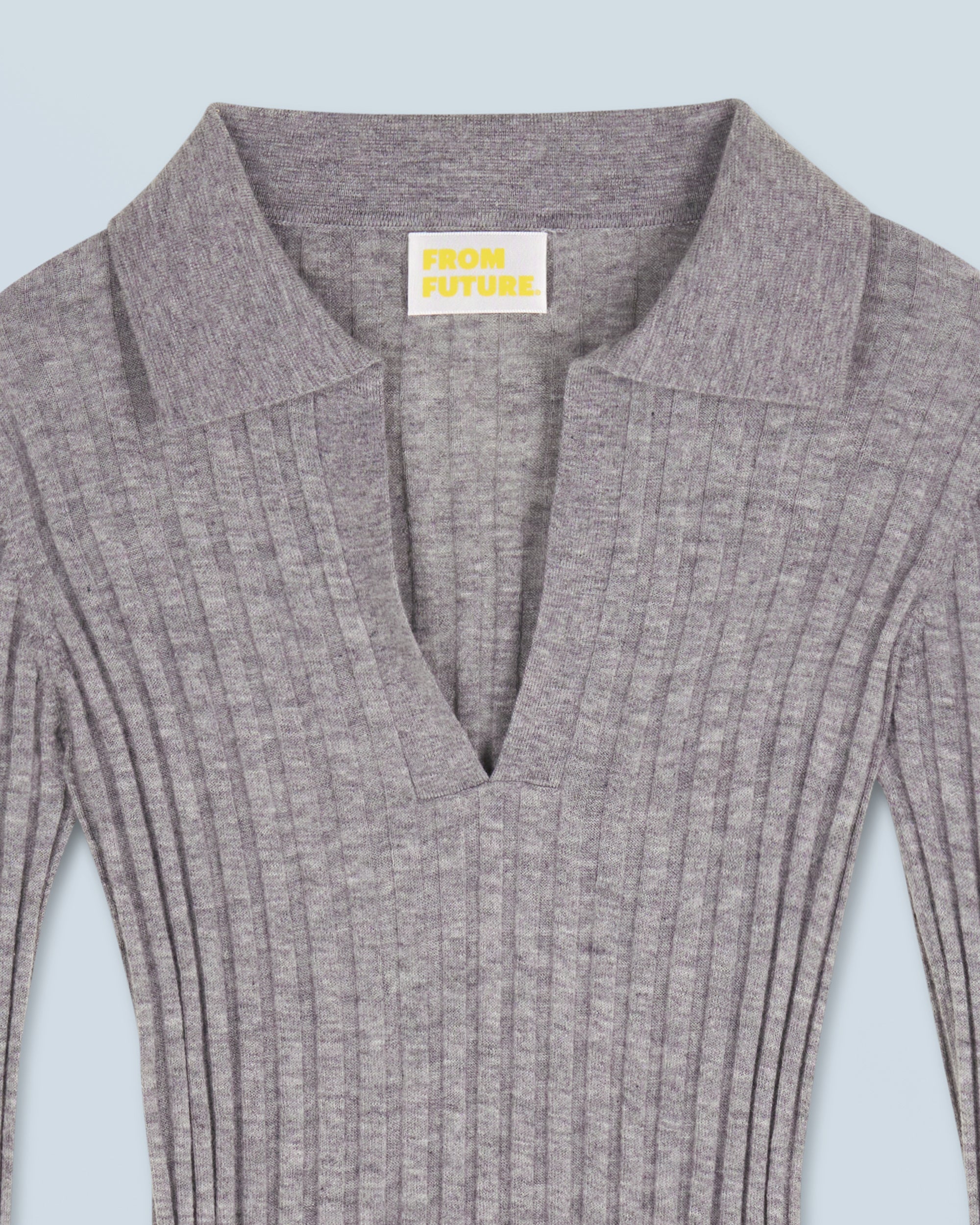 Cashmere polo-neck jumper - Dark Mottled Grey