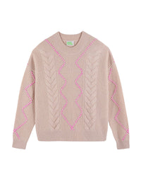 Pull à col rond en cachemire - Beige