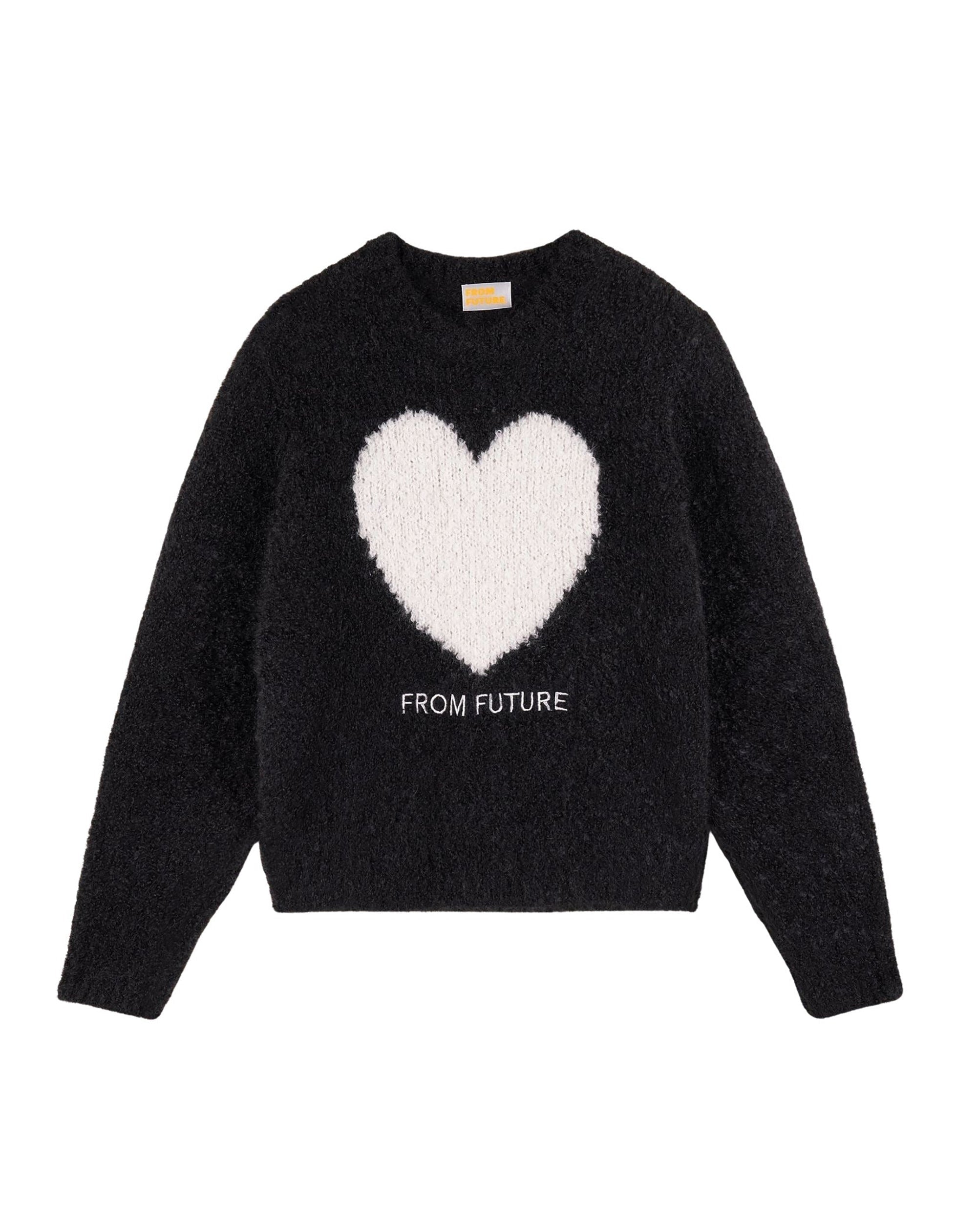 NOIR / DJV / QTY : 0 / Pull Col Rond Coeur - Noir
