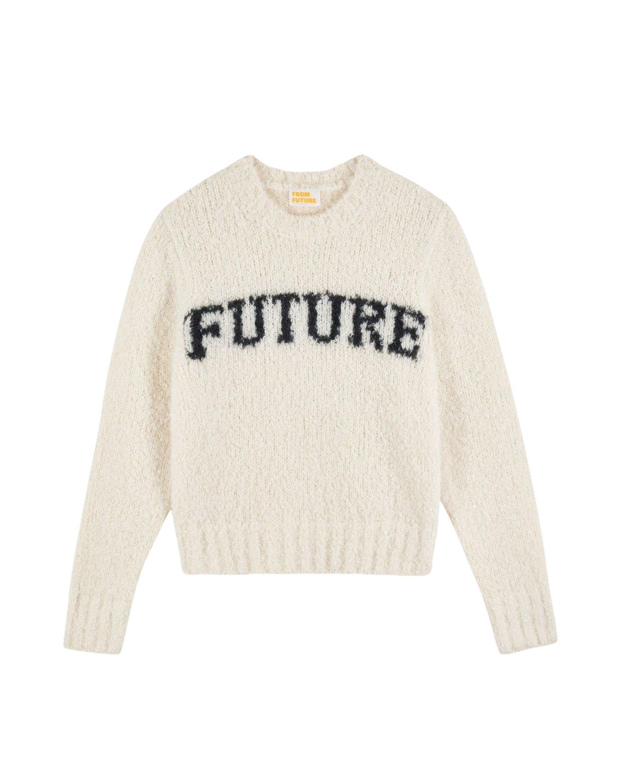 Pull à col rond Future en laine - Ecru