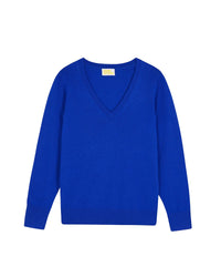 Pull à col V basique en cachemire - Pop Blue
