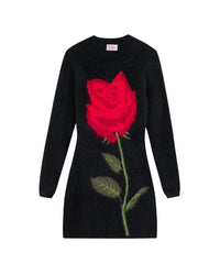 NOIR / DJV / QTY : 5 / Robe Courte Manche Longue en Cachemire Brossé - Noir