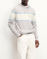 Hoodie à bandes en laine - Gris Chiné Clair