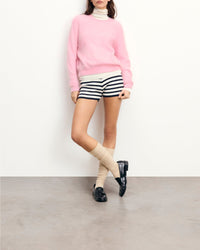 Pull à col rond en cachemire brossé - Sky Pink