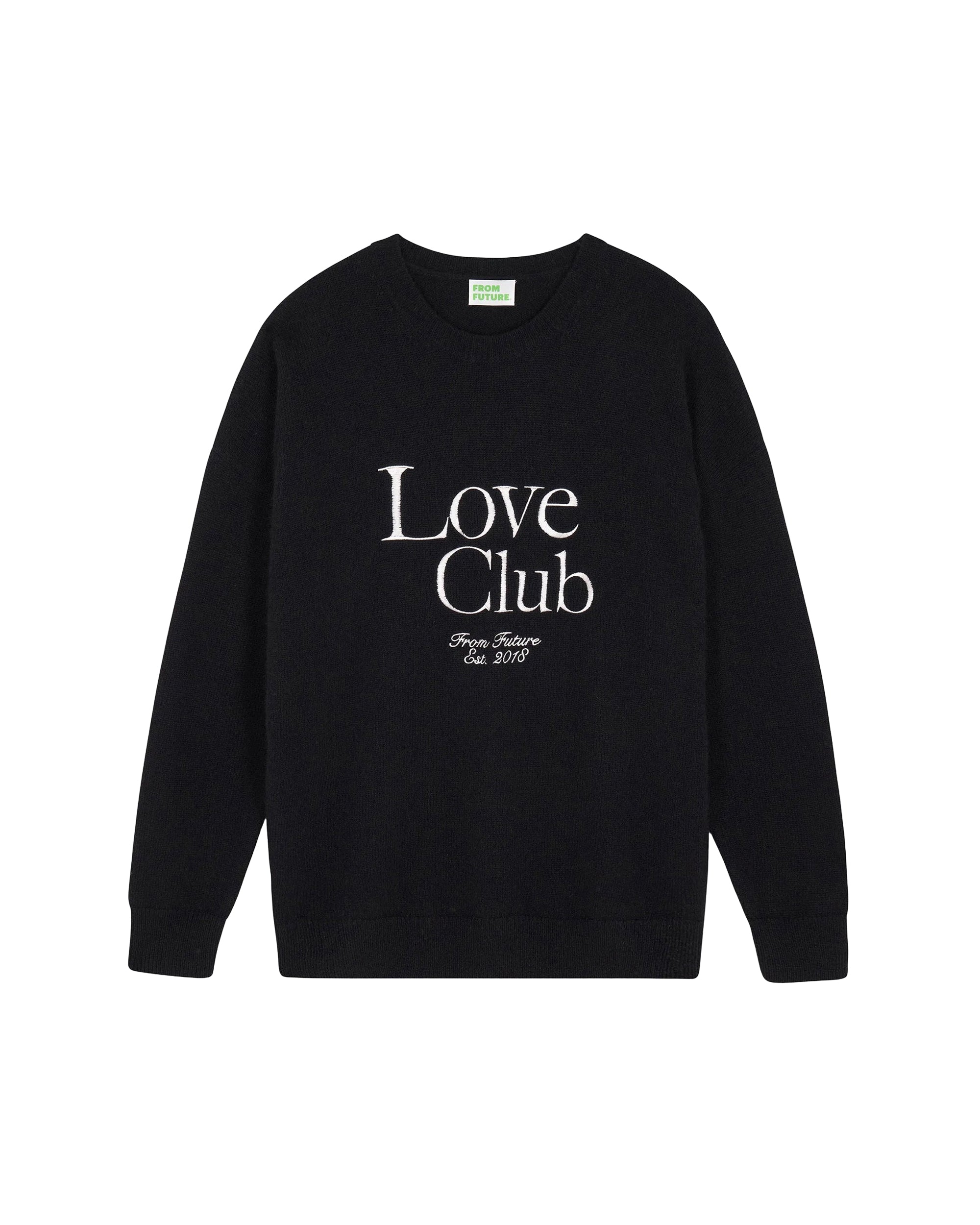 Pull à col rond Love Club en cachemire - Noir