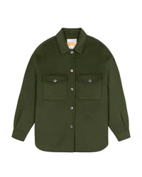 Veste à col chemise en laine - Kaki