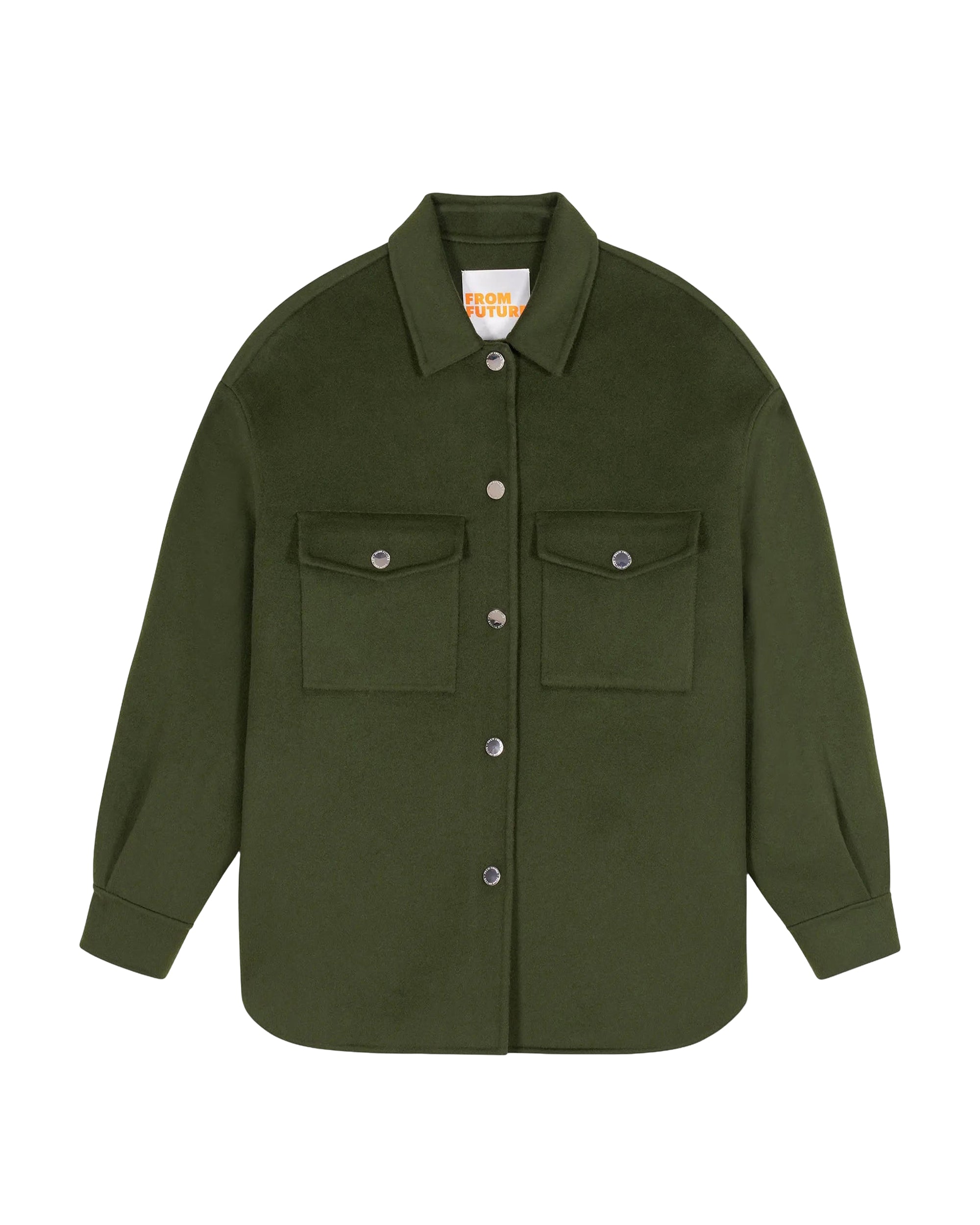 Veste à col chemise en laine - Kaki