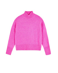 Pull oversize à col montant en cachemire - Bright Pink