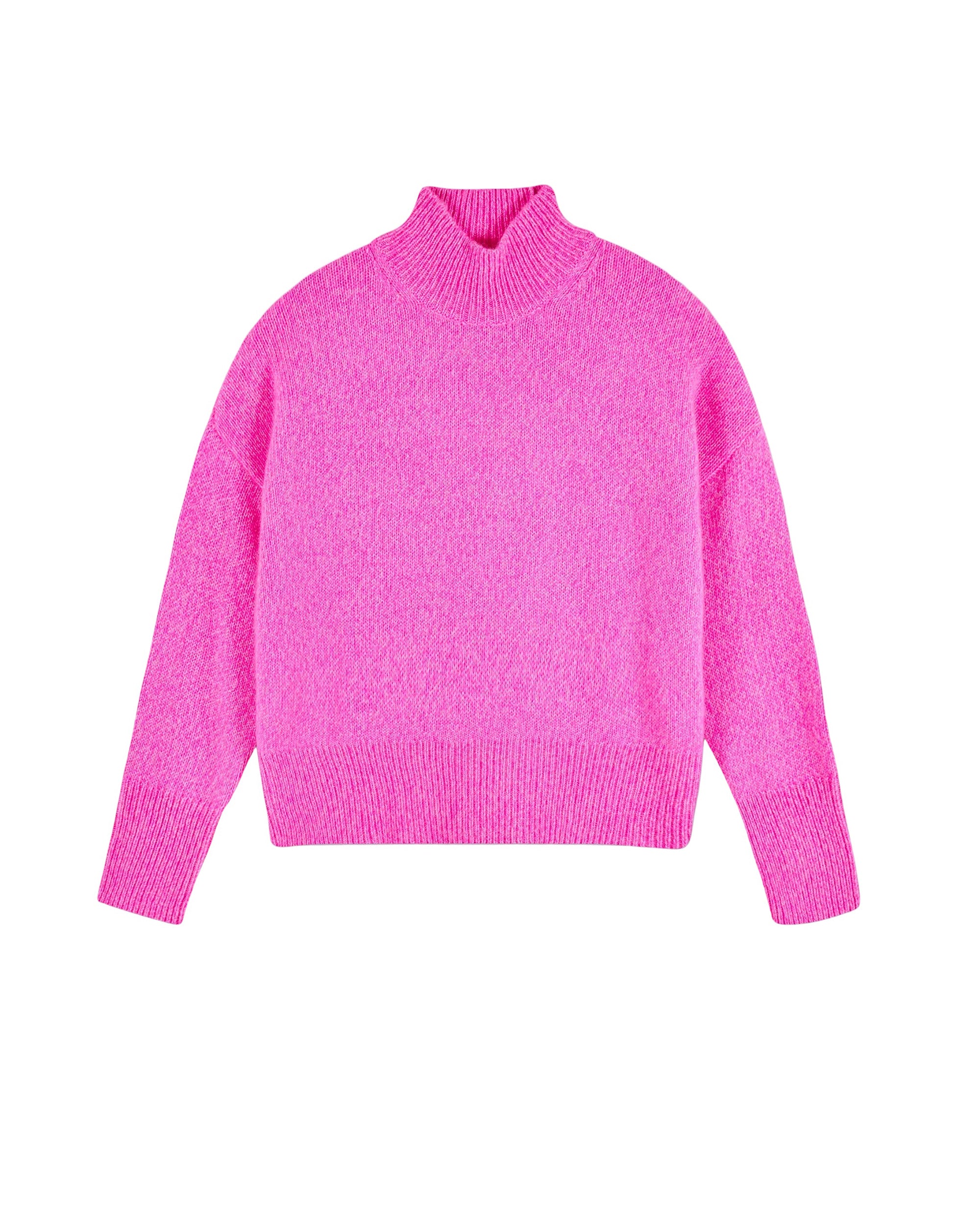 Pull oversize à col montant en cachemire - Bright Pink
