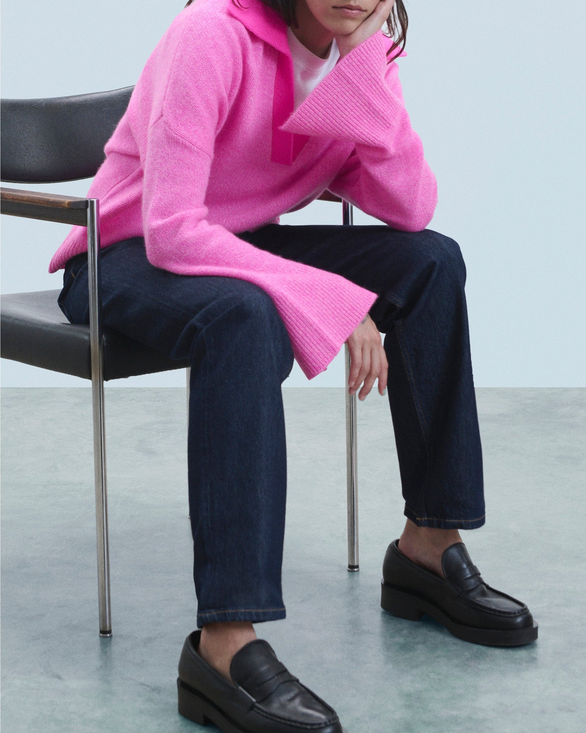 Pull à col polo en cachemire - Pink
