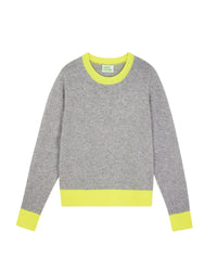 Pull à col rond bicolore en cachemire - Gris Chiné Foncé