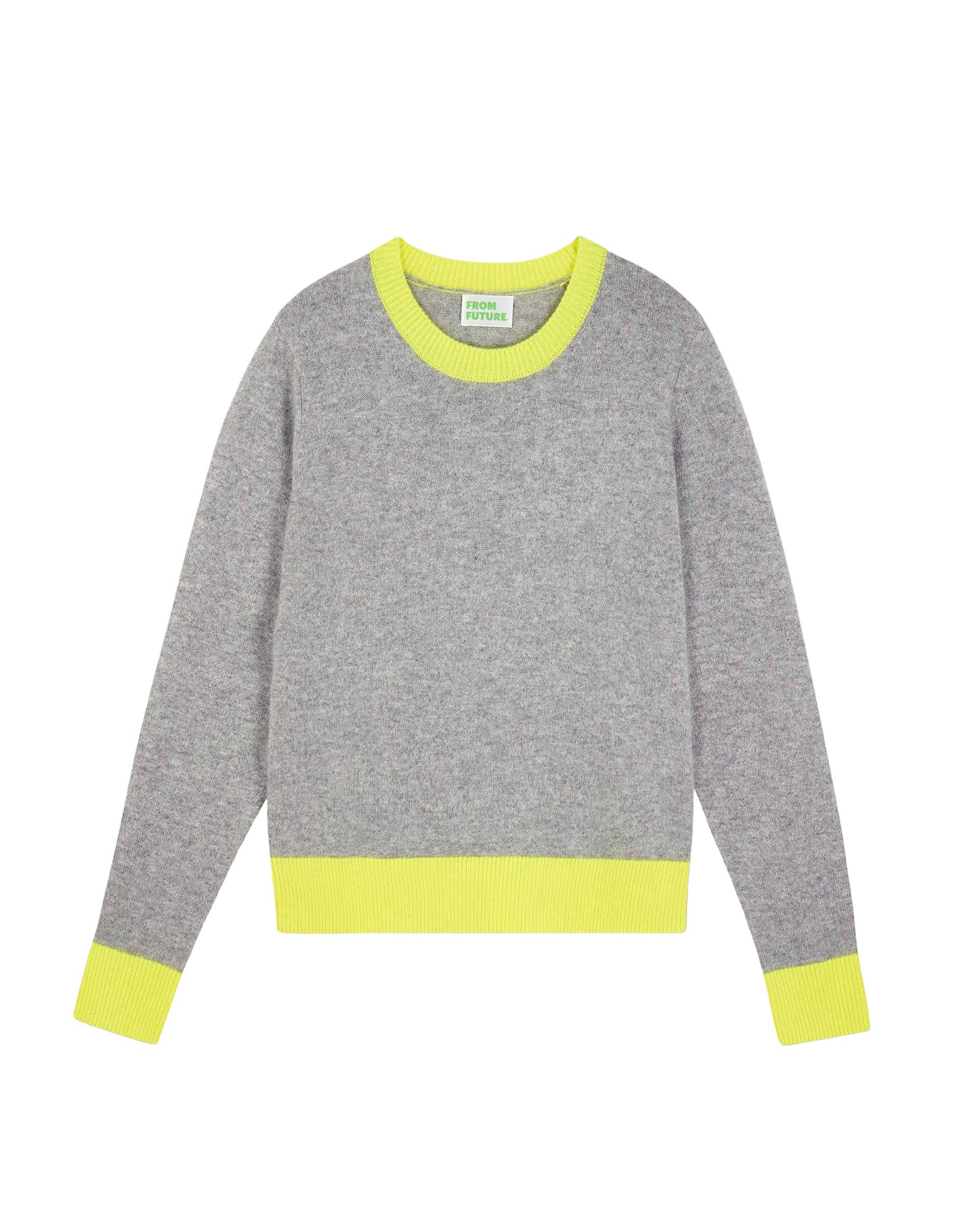 Pull à col rond bicolore en cachemire - Gris Chiné Foncé