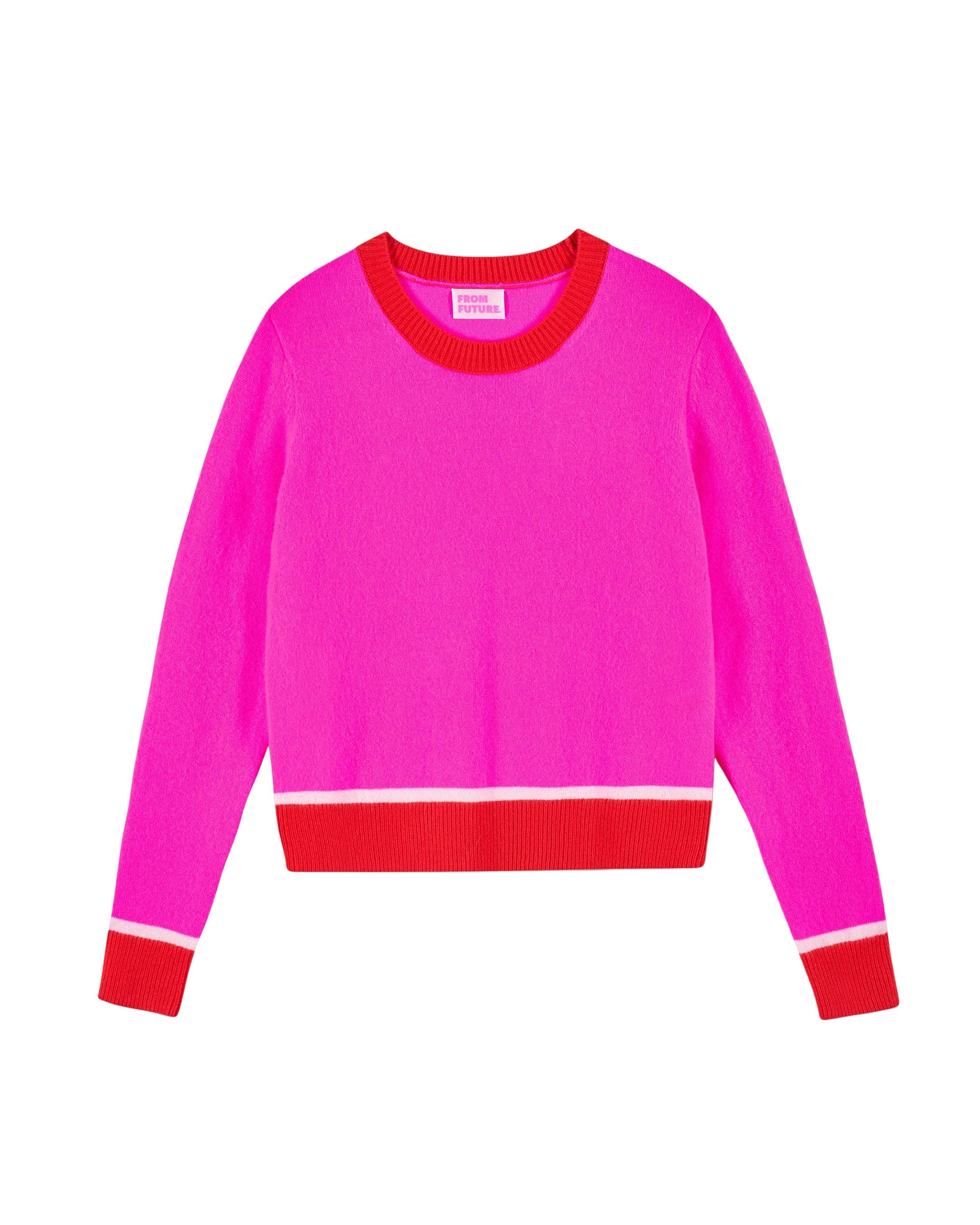 Pull à col rond bicolore en cachemire - Utopic Pink