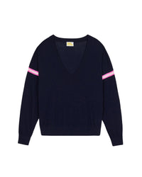 Pull à col V en laine - Navy