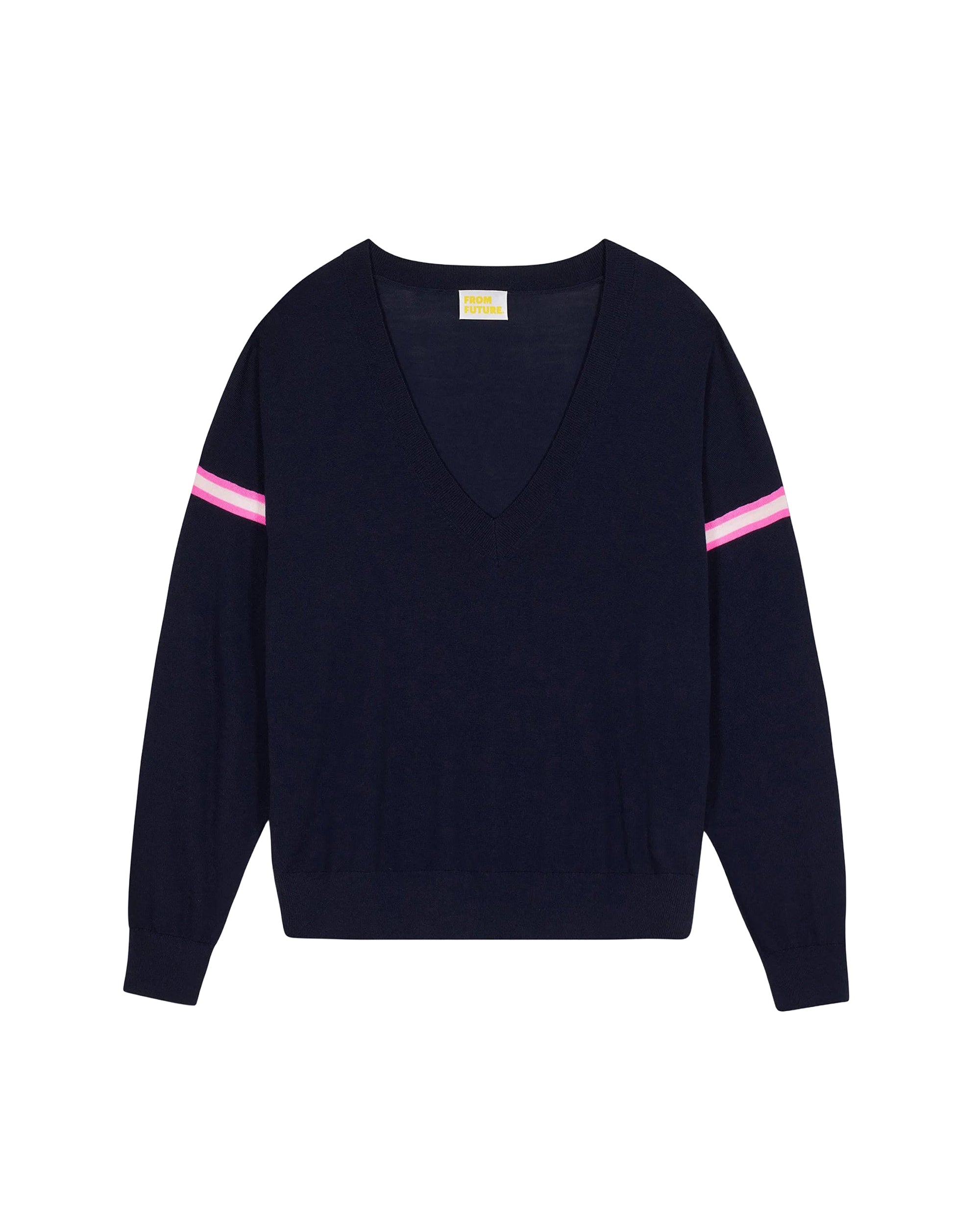 Pull à col V en laine - Navy