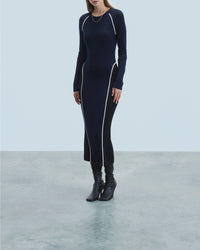 Robe longue en laine - Navy