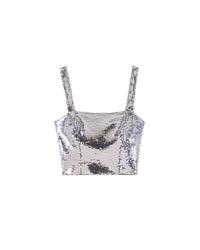 Top à bretelle en sequins - Silver