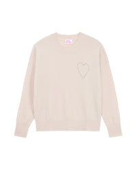 Pull à col rond Coeur brodé en cachemire - Light Beige