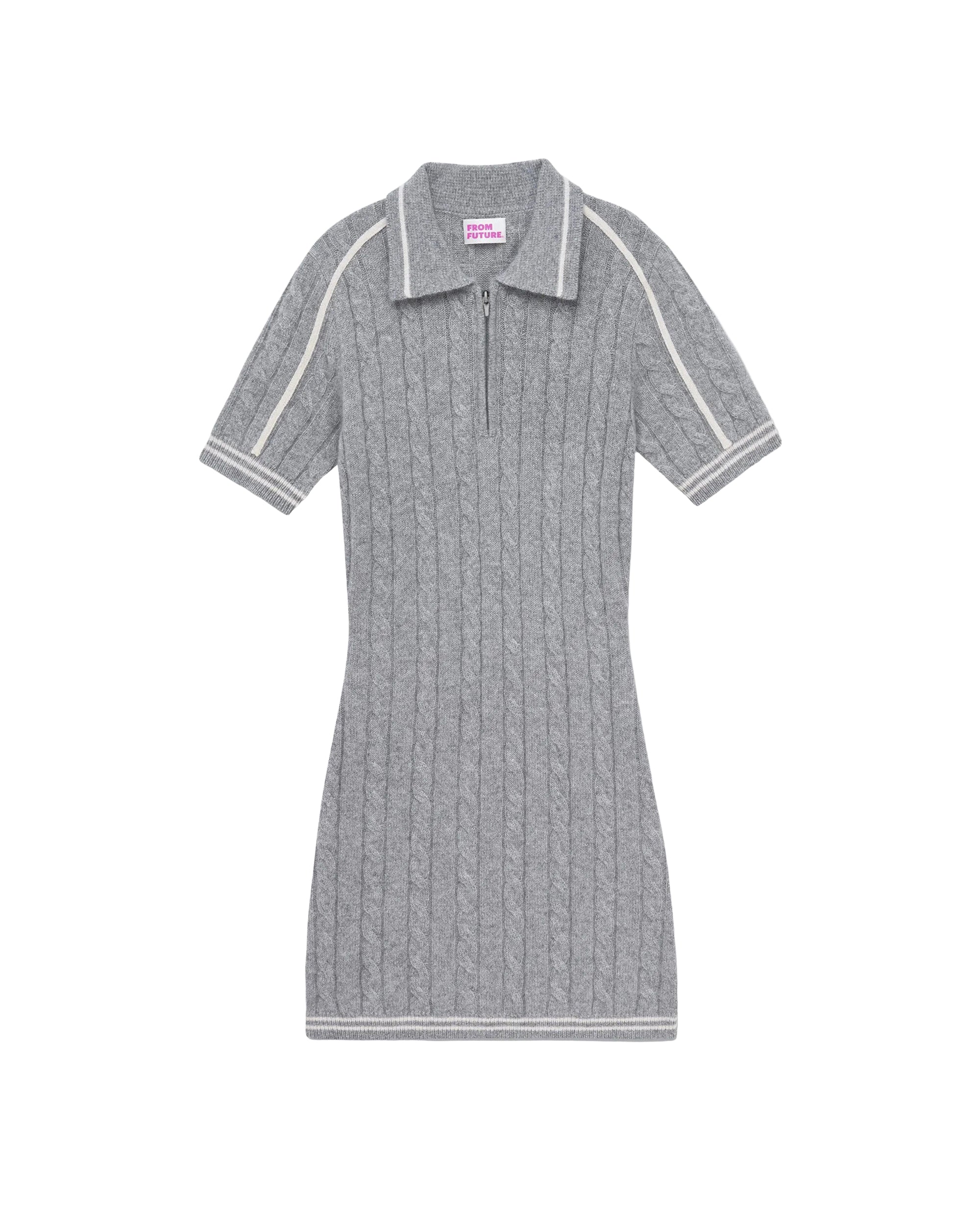 Robe à manches courtes en cachemire - Gris Chiné Foncé
