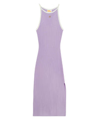 Strapless maxi dress in merino wool - Magic Lilac