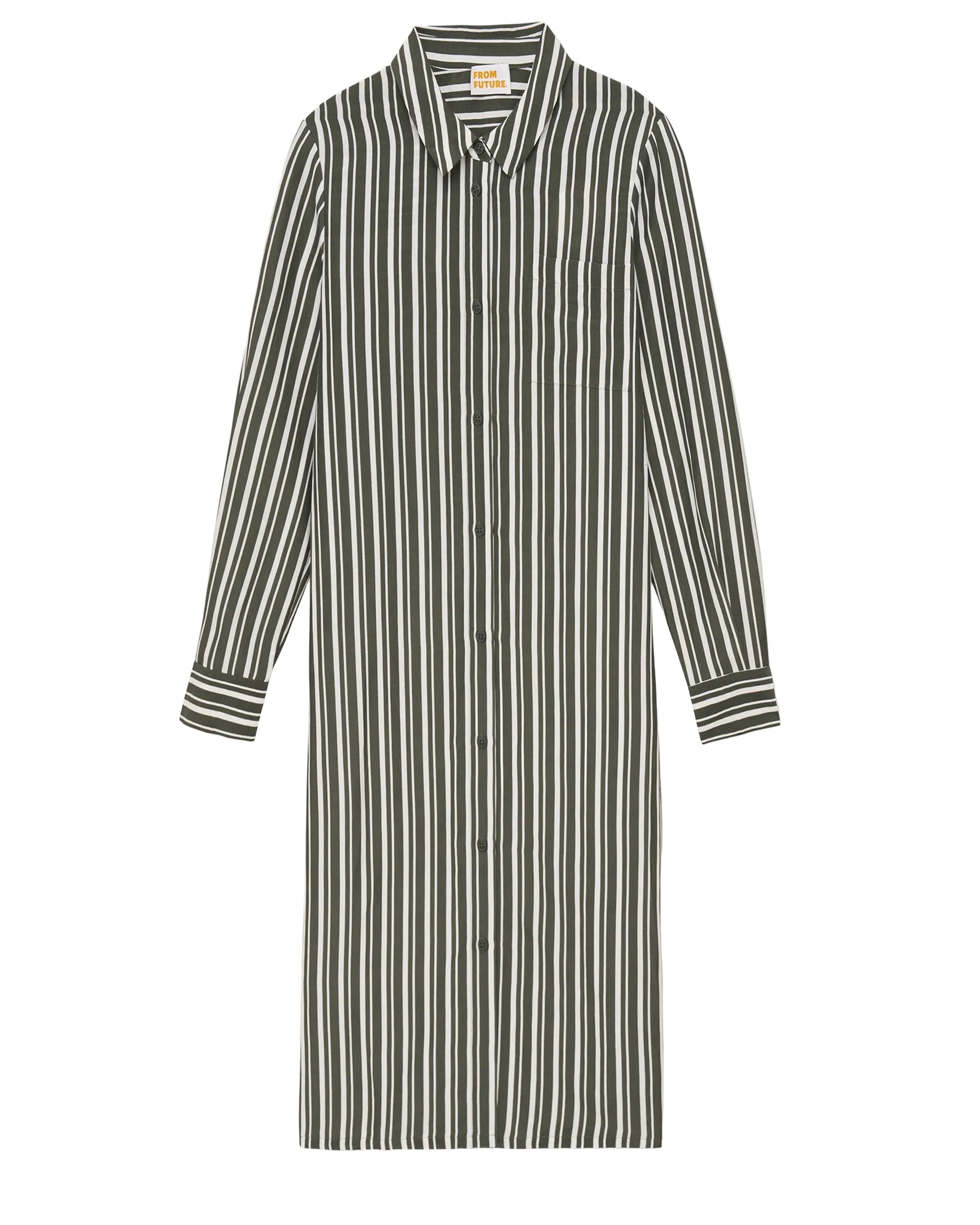 Robe longue à rayures - Kaki