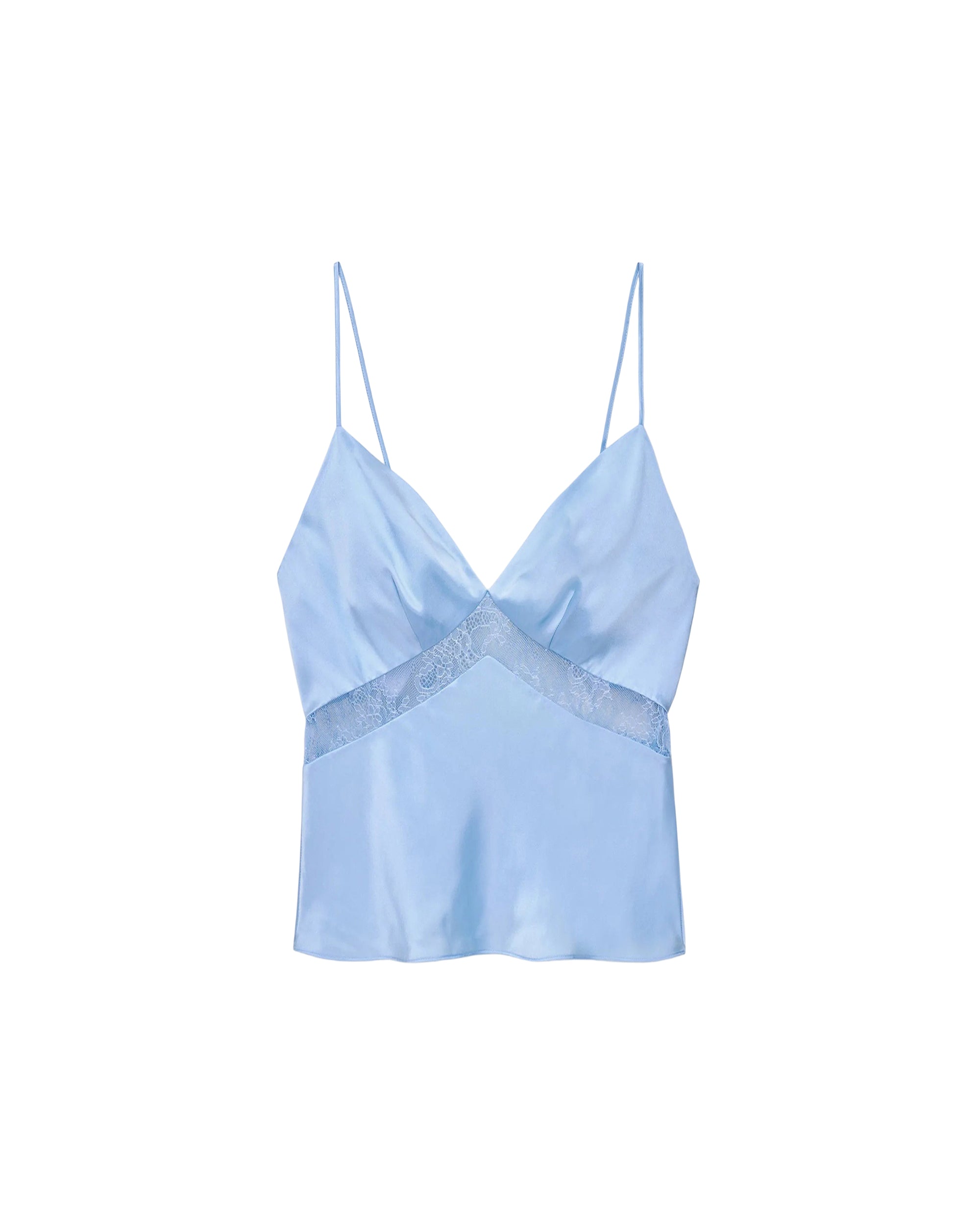 Top à bretelles Dallia en soie - Baby Blue
