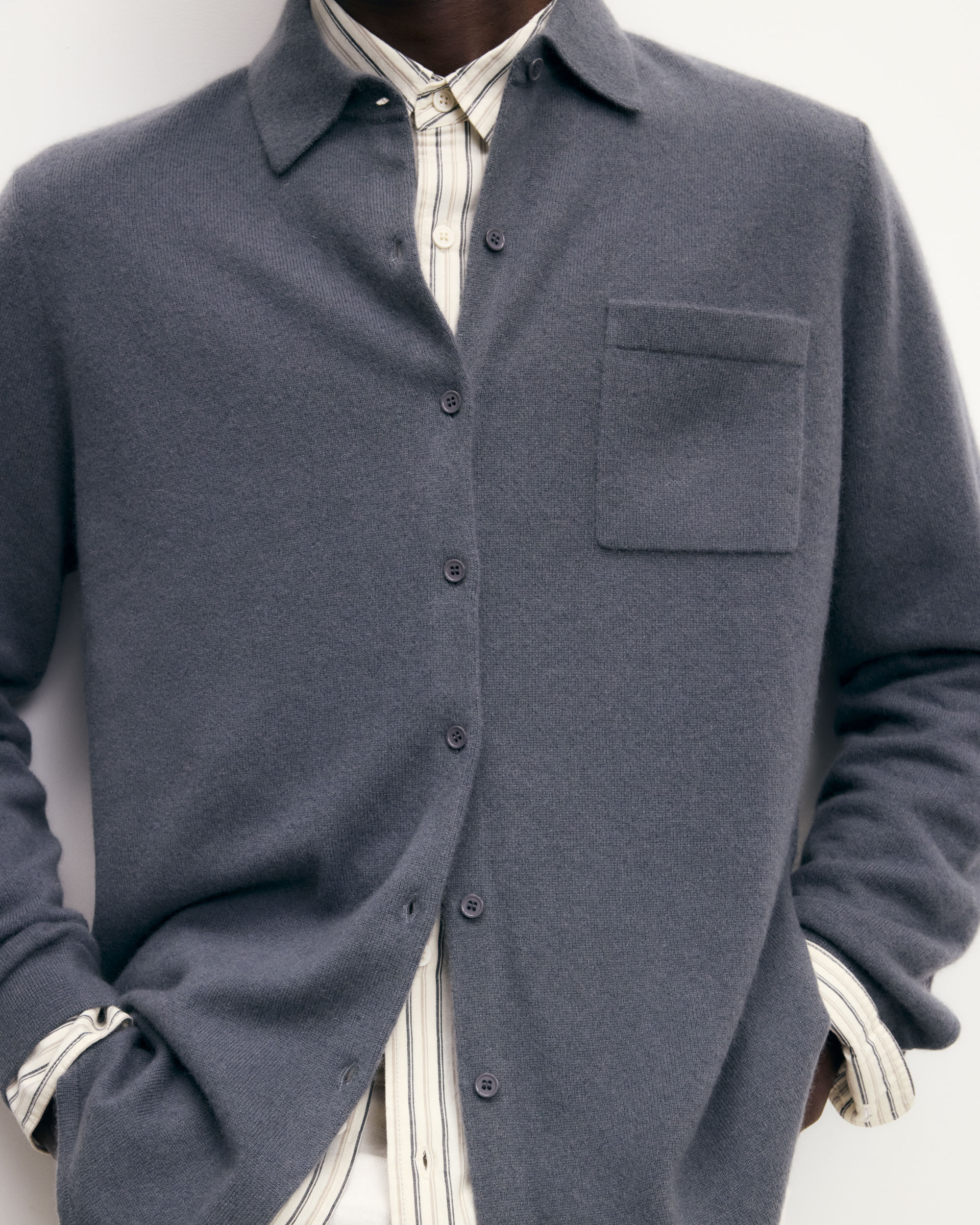 Chemise à manches longues en cachemire - Storm Grey