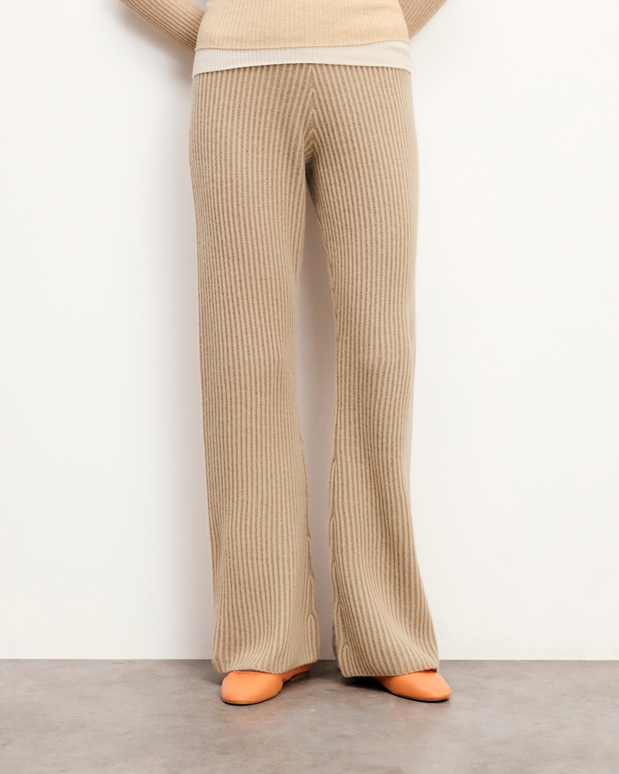 Pantalon de jogging large bicolore en cachemire - Beige
