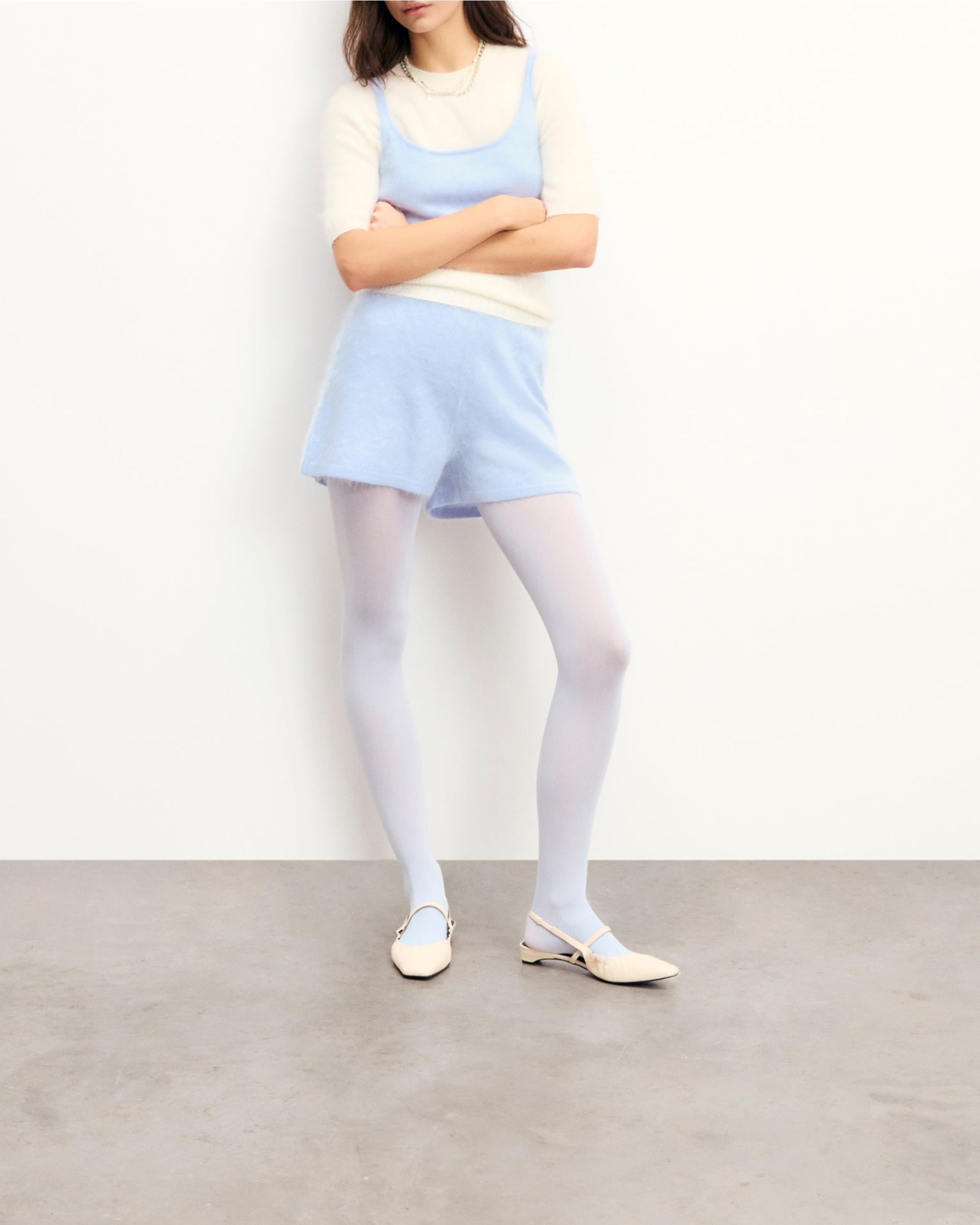 Brushed cashmere shorts - Baby Blue