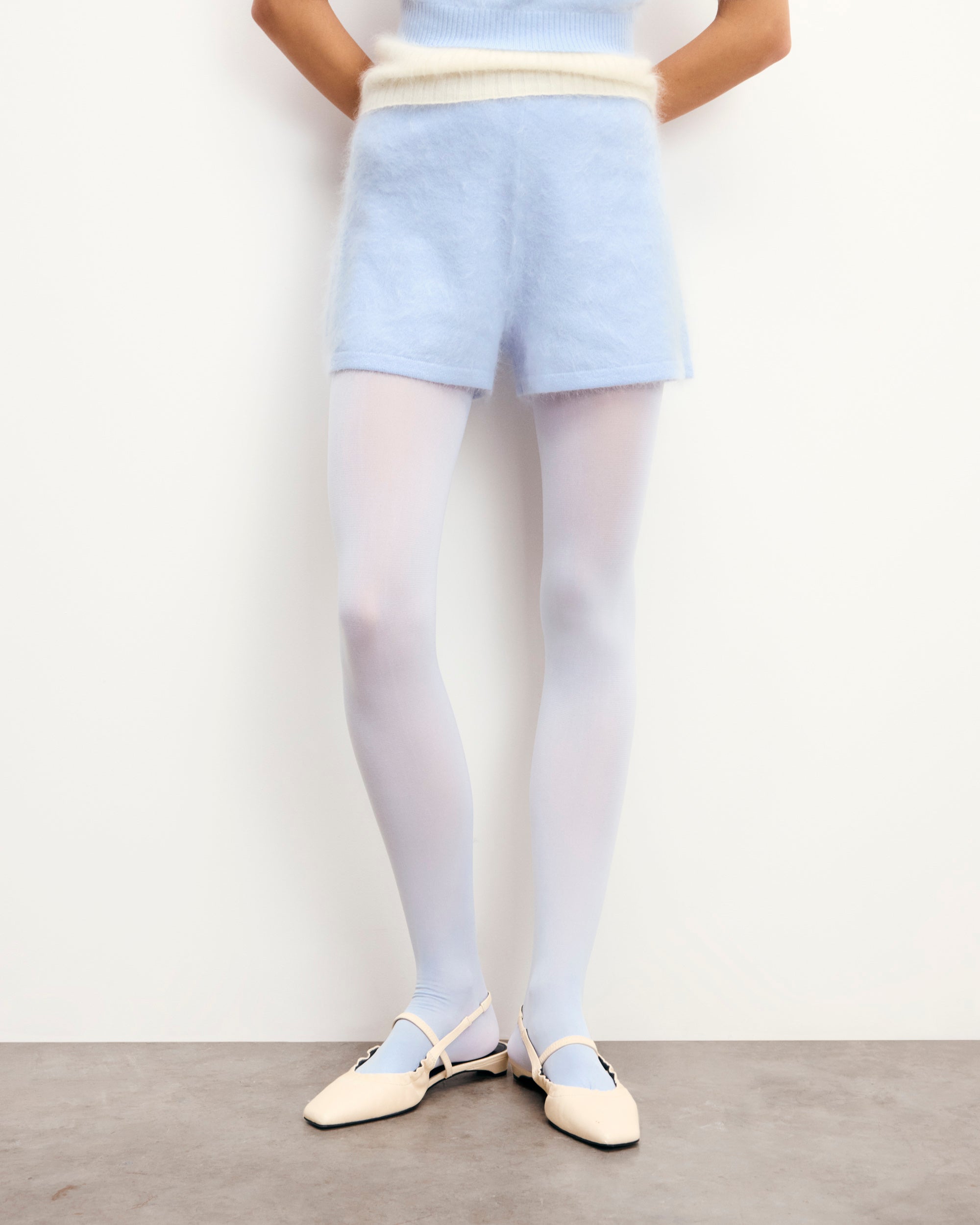 Brushed cashmere shorts - Baby Blue