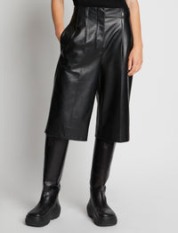 Bermuda à pince en cuir - Black