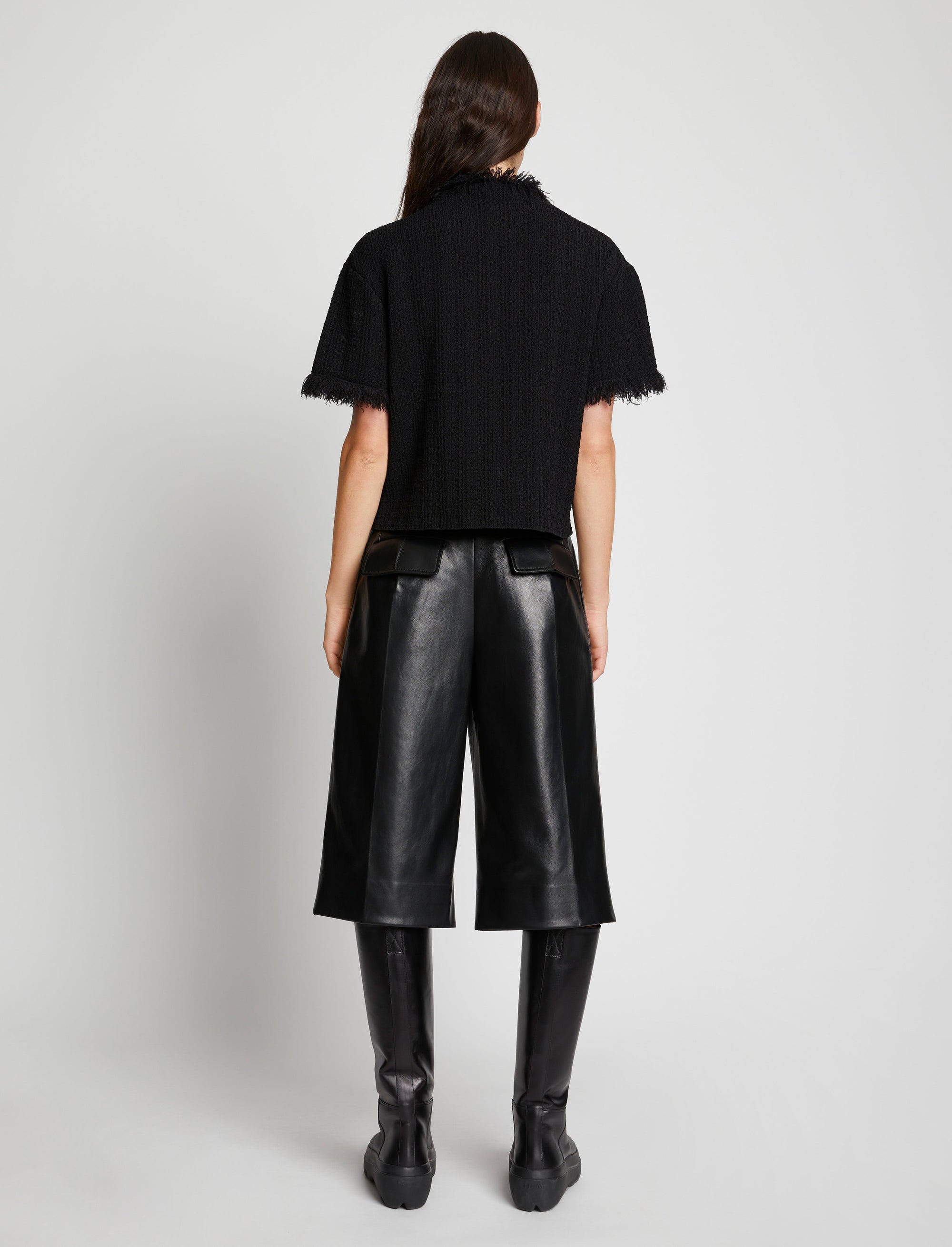 Bermuda à pince en cuir - Black