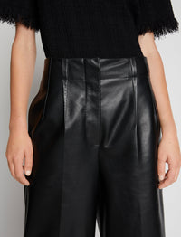 Bermuda à pince en cuir - Black