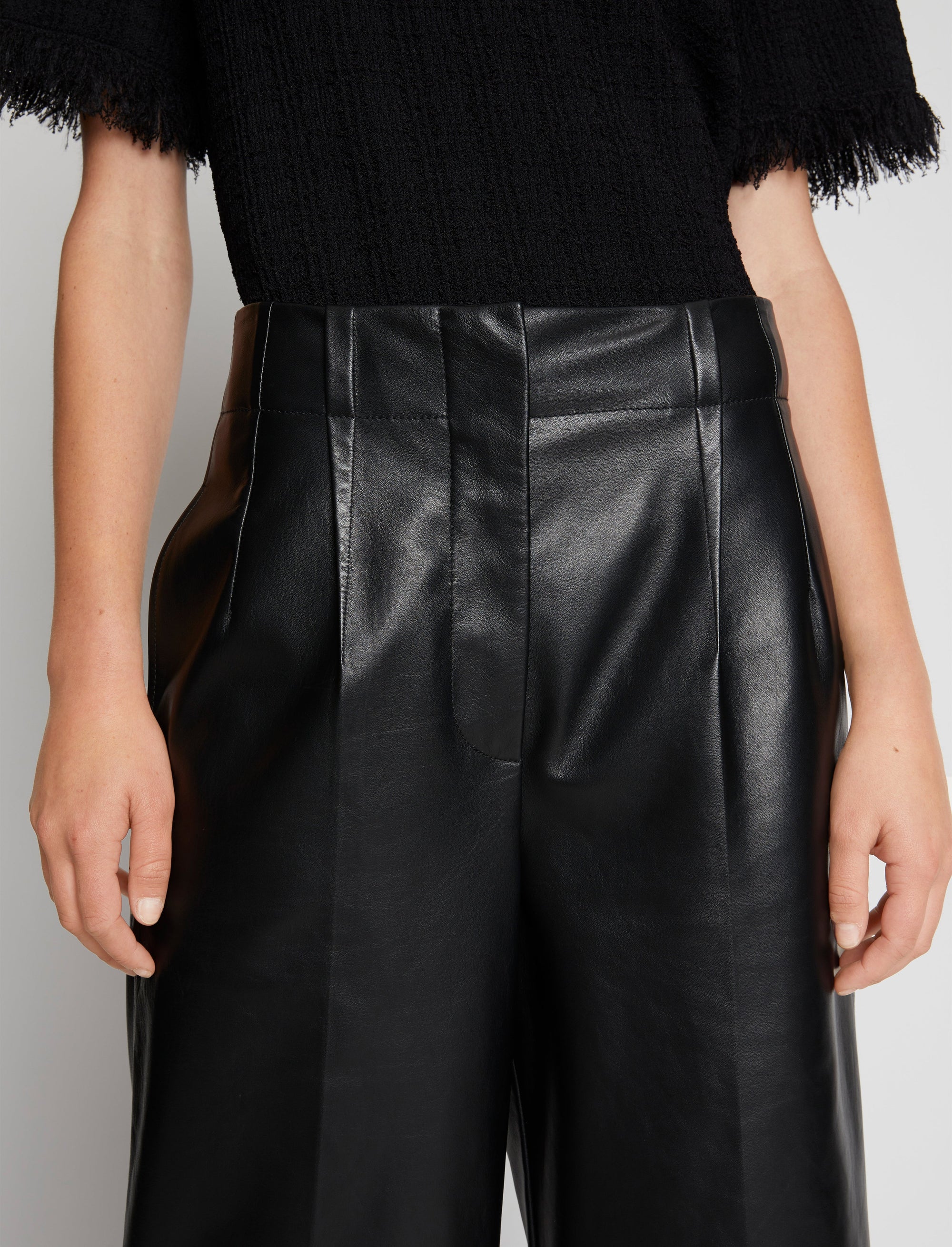 Bermuda à pince en cuir - Black