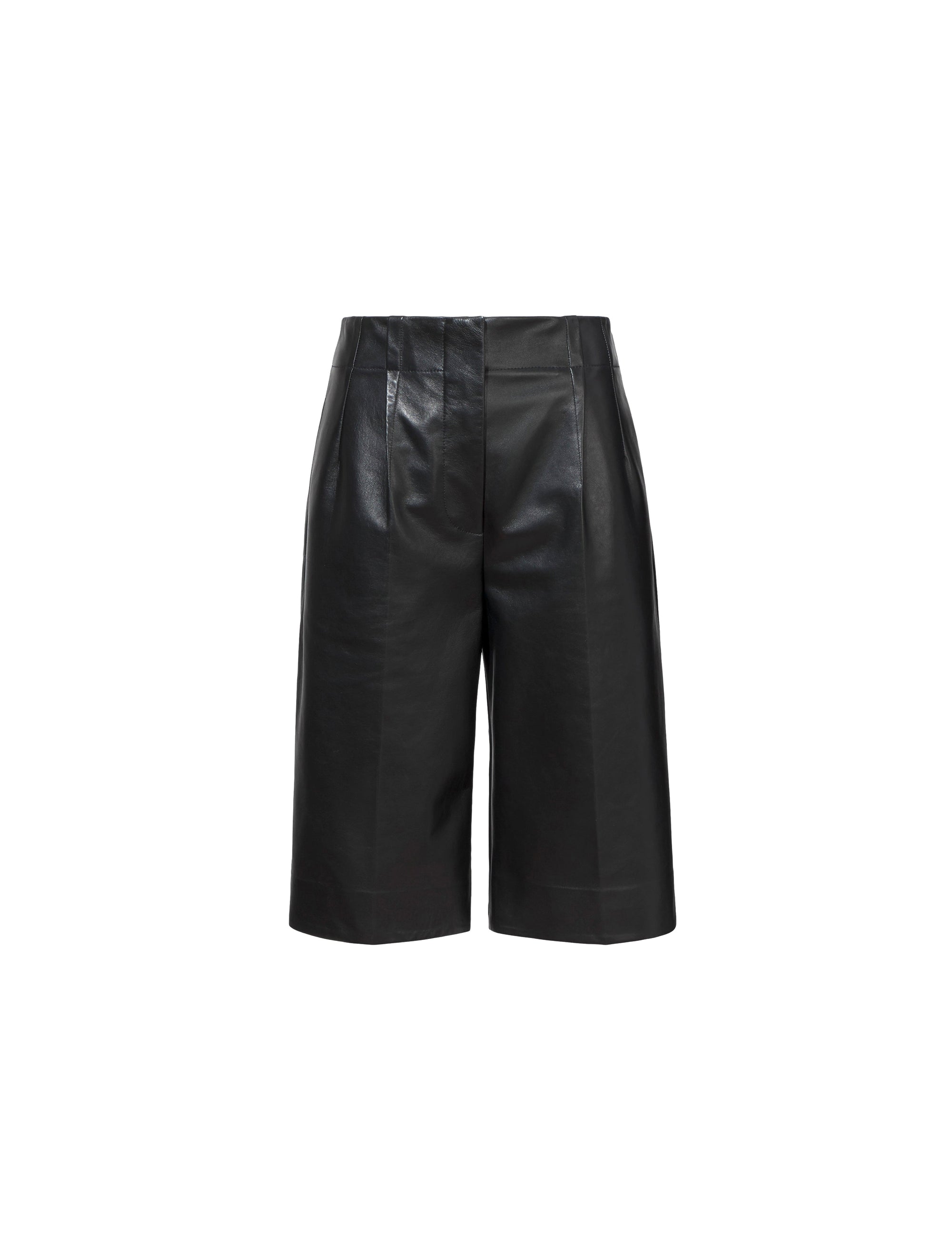 Bermuda à pince en cuir - Black