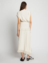 Robe mi-longue à franges - Off White