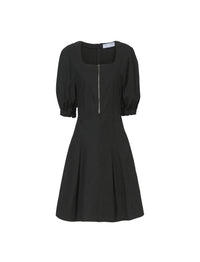 Robe courte évasée à zip - Black