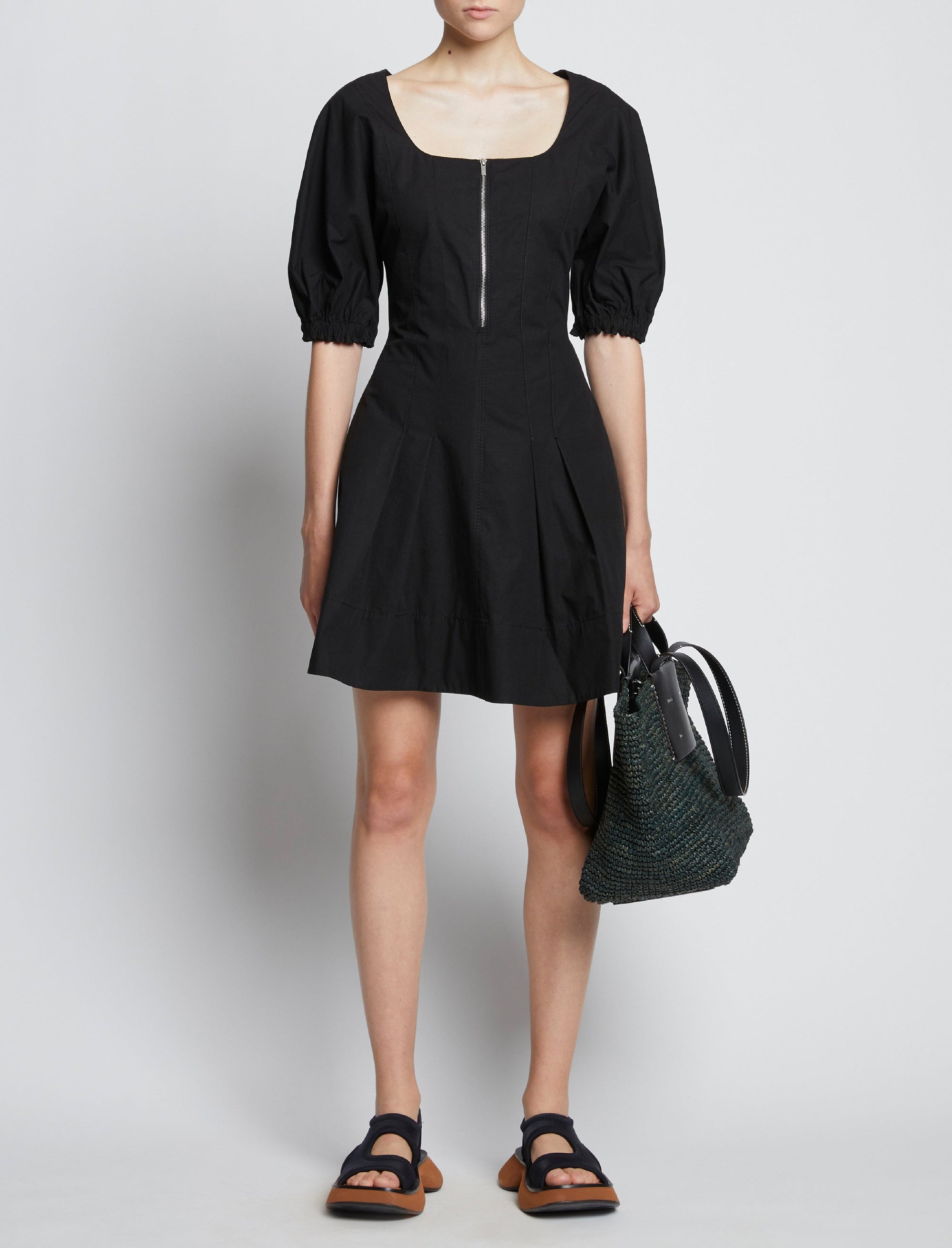 Robe courte évasée à zip - Black