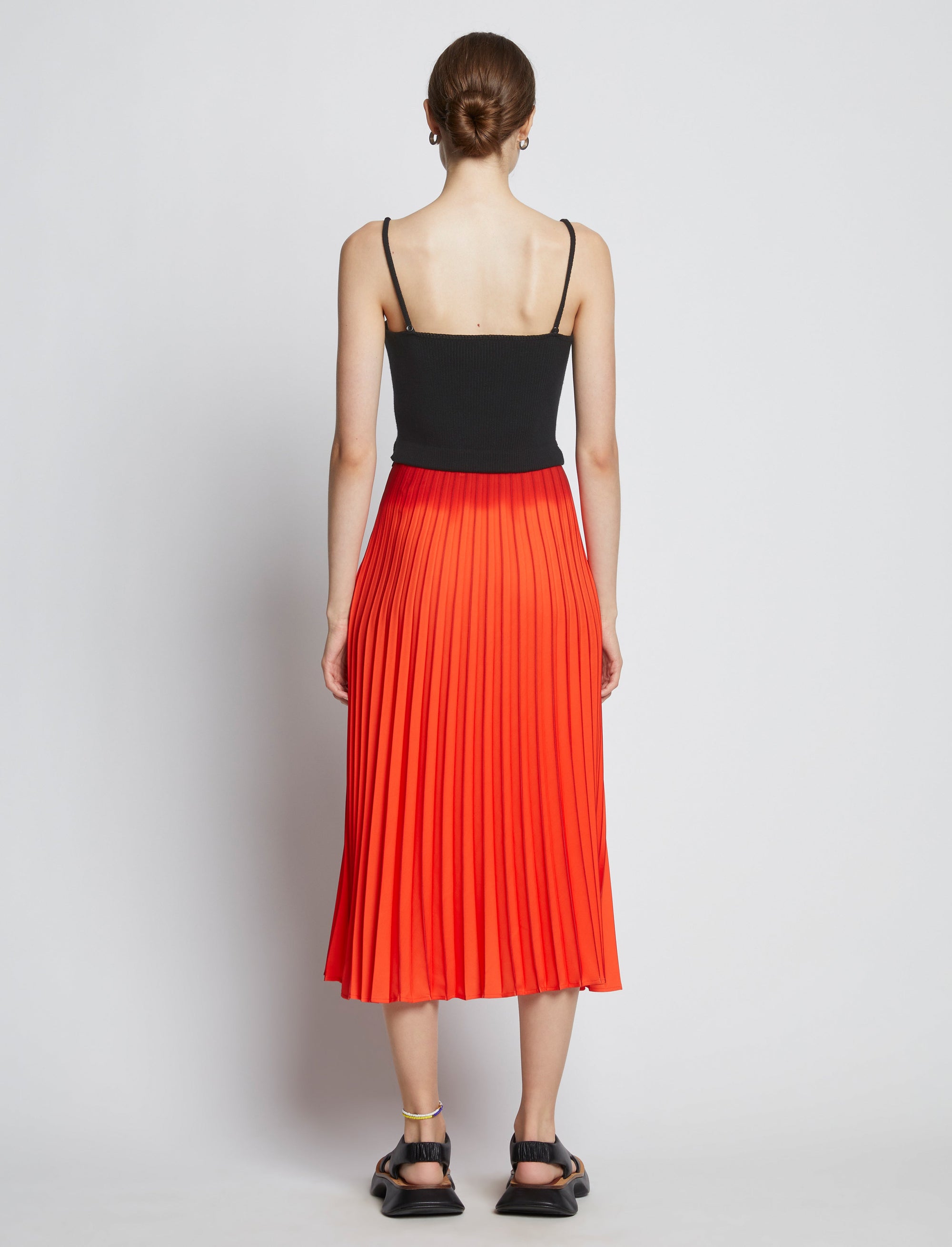 Jupe midi plissée - Orange & Black