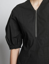 Robe évasée à manches bouffantes - Black