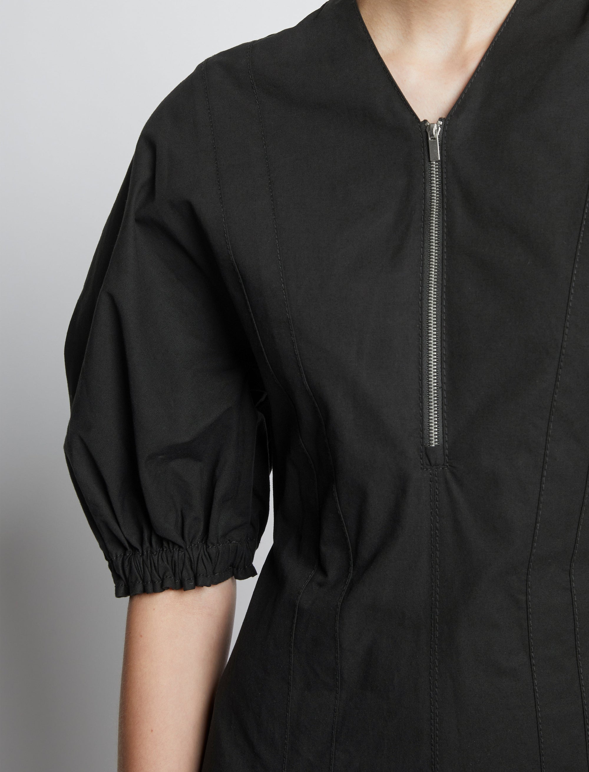 Robe évasée à manches bouffantes - Black