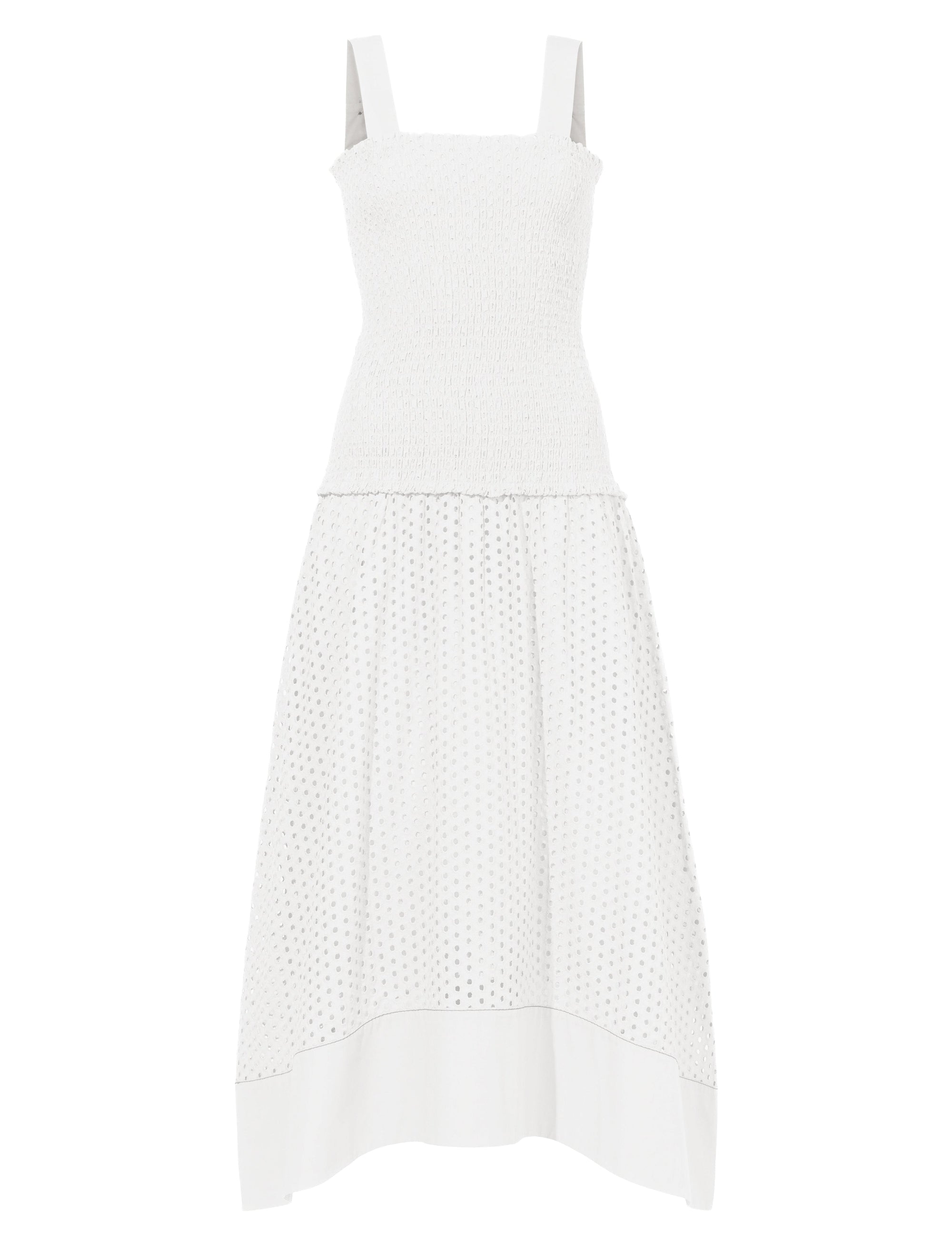 Robe à smocks en broderie anglaise - Off White