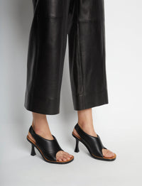Mules à talons 90 à bride en cuir - Black