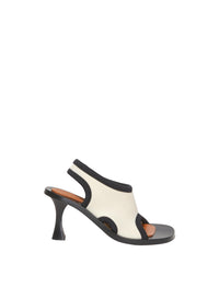 Mules à talons 90 avec surpiqûres - Parchment