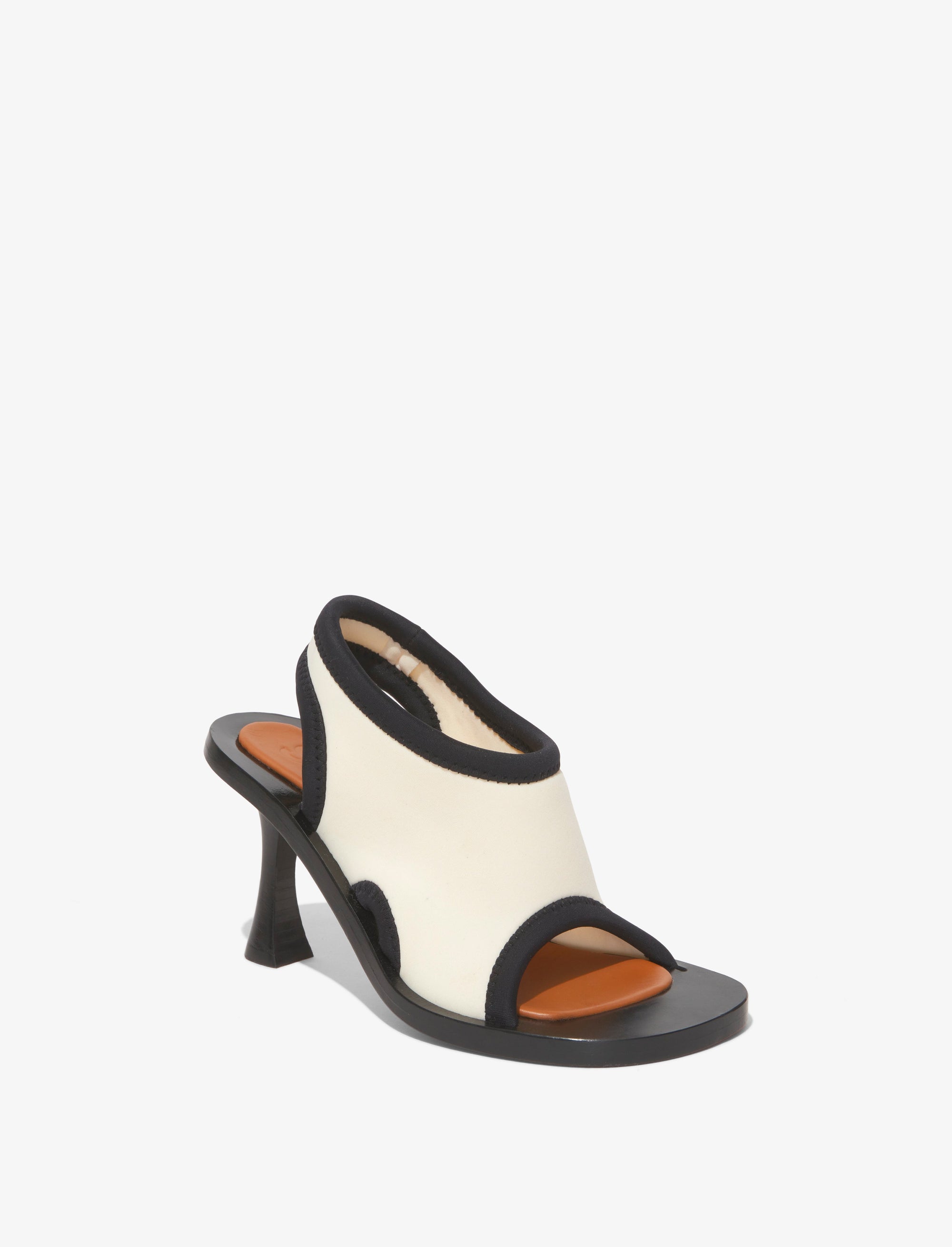Mules à talons 90 avec surpiqûres - Parchment