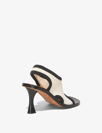 Mules à talons 90 avec surpiqûres - Parchment