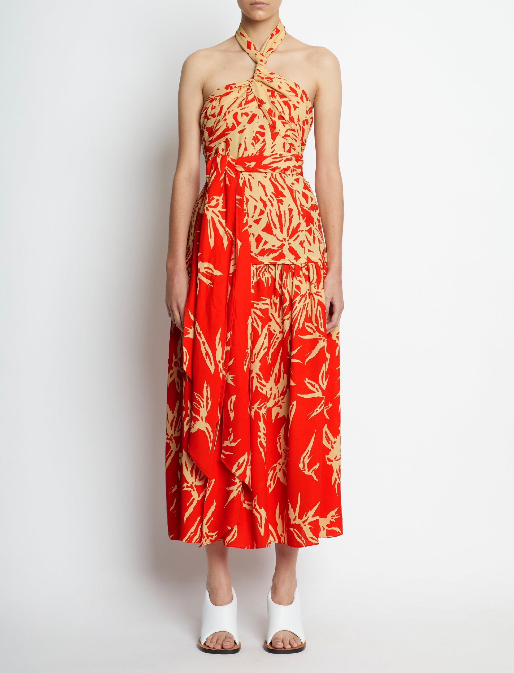 Robe dos nu à fleurs dégradées - Tangerine Multicolor