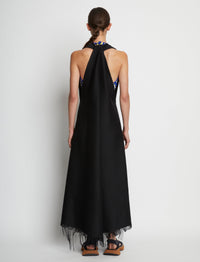 V-neck fringed maxi dress - Black