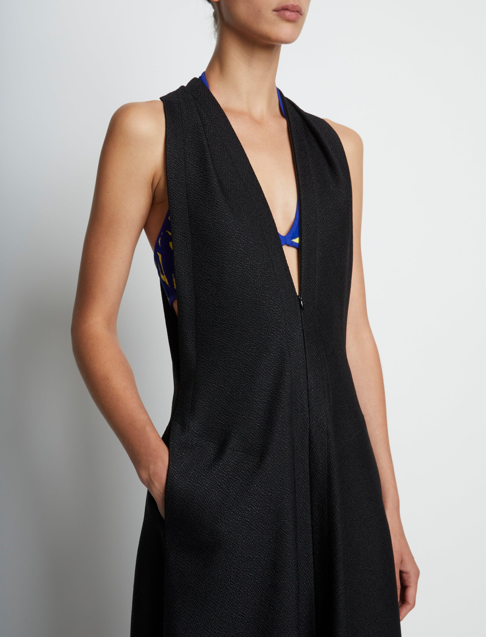 V-neck fringed maxi dress - Black